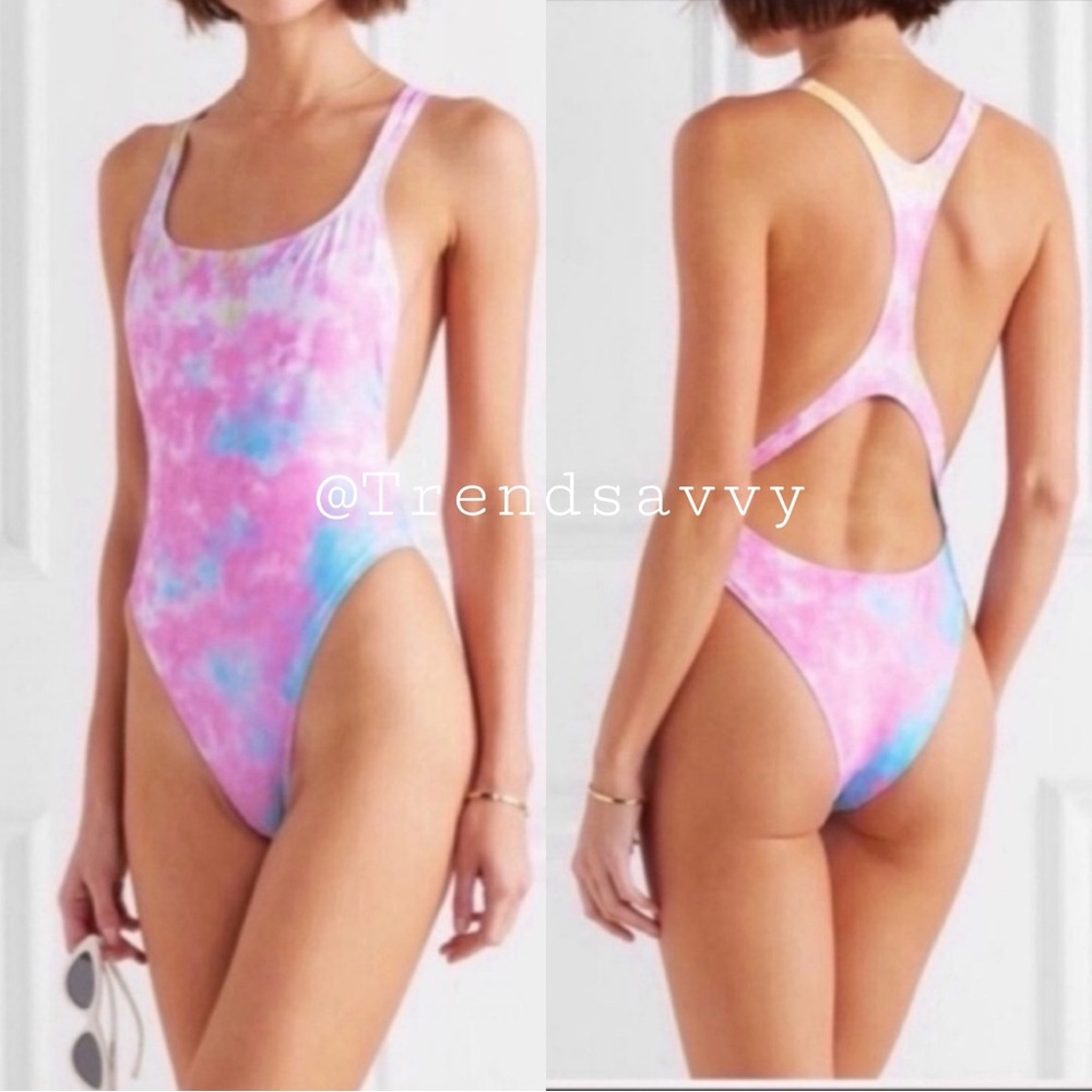 Anthropologie Solid & Striped Nina Tie Dye One Piece Swimsuit Small Cut Out Back